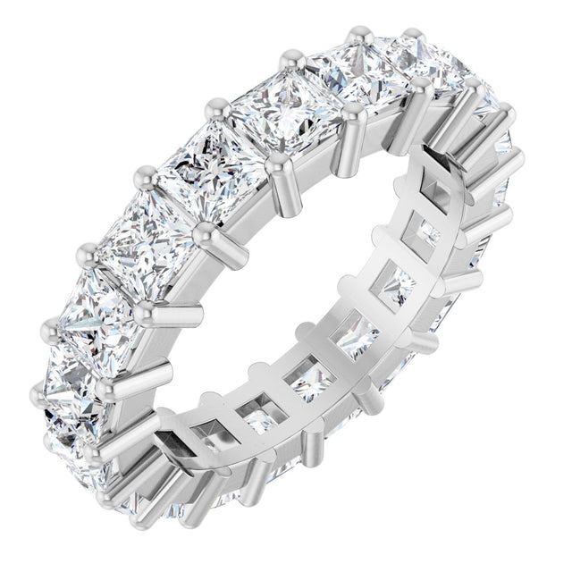 10K Gold Square Natural Diamond Shared-Prong Eternity Band – 3.5x3.5 mm Stones - White Gold