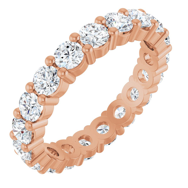 10K Gold Round Lab-Grown Diamond Shared-Prong Eternity Band – 3.2 mm Stones - Rose Gold