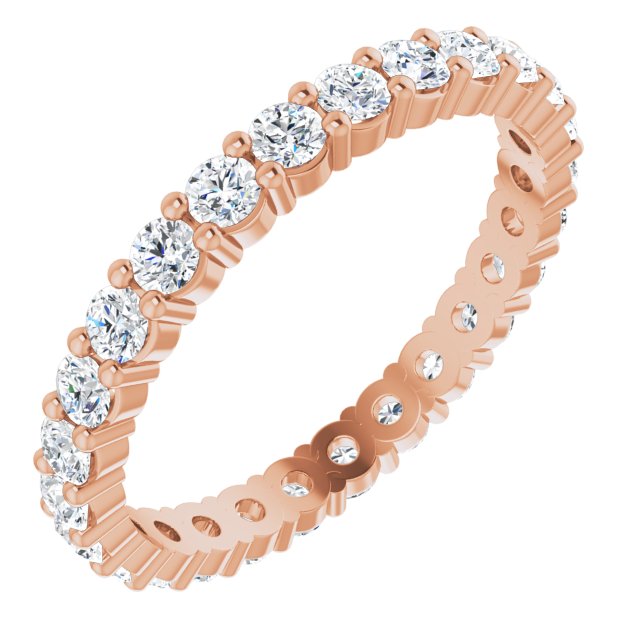 10K Gold Round Natural Diamond Shared-Prong Eternity Band – 2.25 mm Stones - Rose Gold