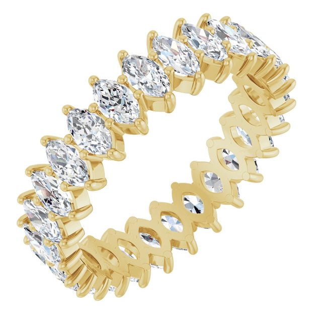 14K Gold Marquise Lab-Grown Diamond Shared-Prong Eternity Band – 4.25x2.25 mm Stones - Yellow Gold