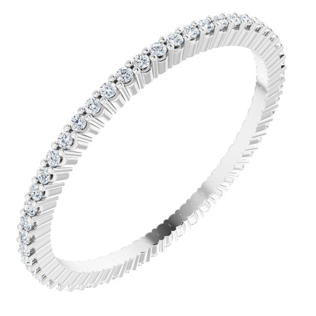 10K Gold Round Natural Diamond Shared-Prong Eternity Band – 1 mm Stones - White Gold