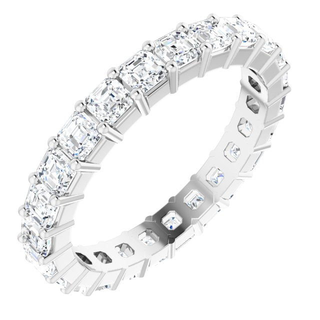 14K Gold Asscher Lab-Grown Diamond Shared-Prong Eternity Band – 2.6x2.6 mm Stones - White Gold