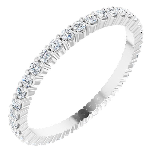 10K Gold Round Lab-Grown Diamond Shared-Prong Eternity Band – 1.5 mm Stones - White Gold