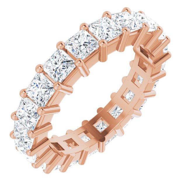 10K Gold Square Natural Diamond Shared-Prong Eternity Band – 3.25x3.25 mm Stones - Rose Gold
