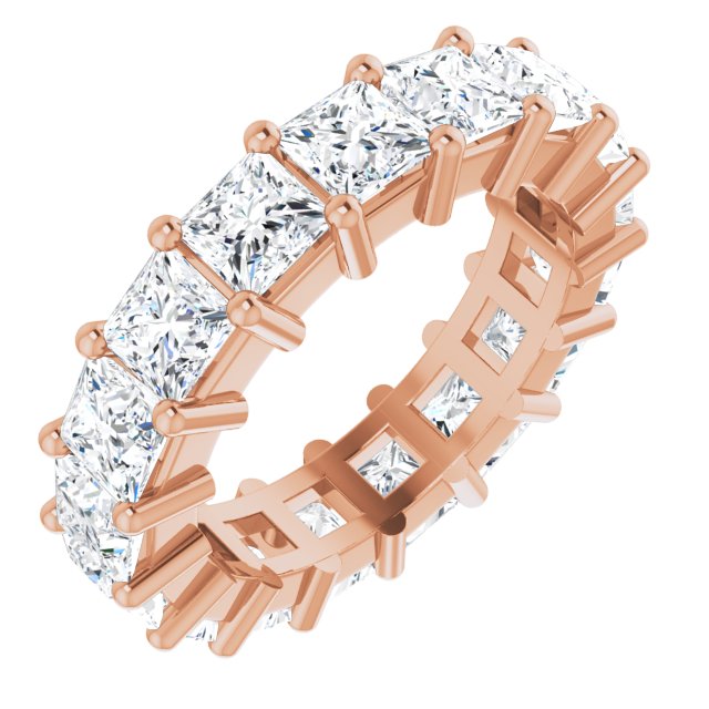 10K Gold Square Lab-Grown Diamond Shared-Prong Eternity Band – 4x4 mm Stones - Rose Gold