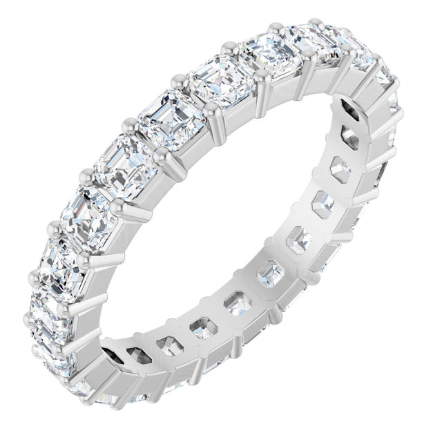 14K Gold Asscher Lab-Grown Diamond Shared-Prong Eternity Band – 2.6x2.6 mm Stones - White Gold