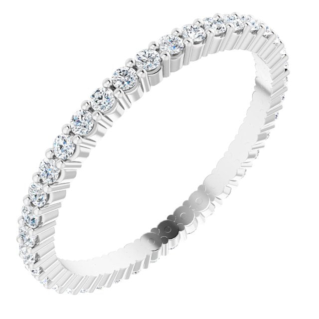 10K Gold Round Lab-Grown Diamond Shared-Prong Eternity Band – 1.5 mm Stones - White Gold