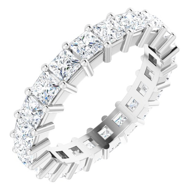 10K Gold Square Lab-Grown Diamond Shared-Prong Eternity Band – 3x3 mm Stones - White Gold