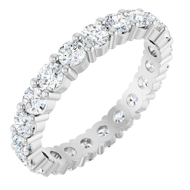 10K Gold Round Natural Diamond Shared-Prong Eternity Band – 3 mm Stones - White Gold
