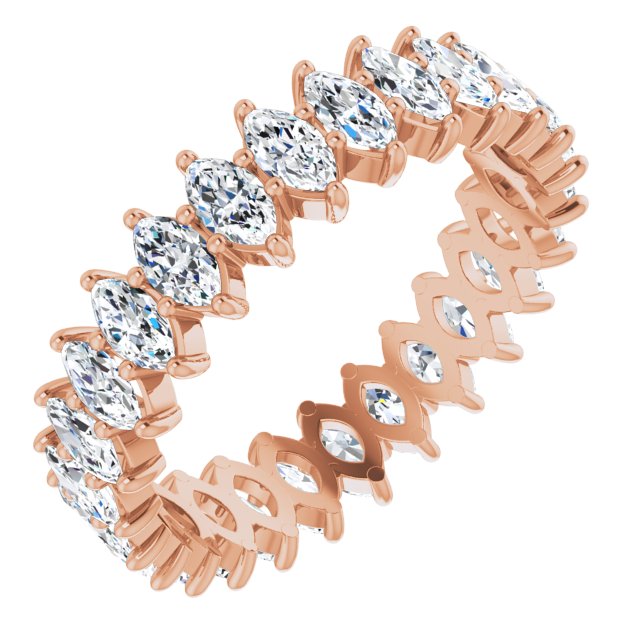 14K Gold Marquise Lab-Grown Diamond Shared-Prong Eternity Band – 4.25x2.25 mm Stones - Rose Gold