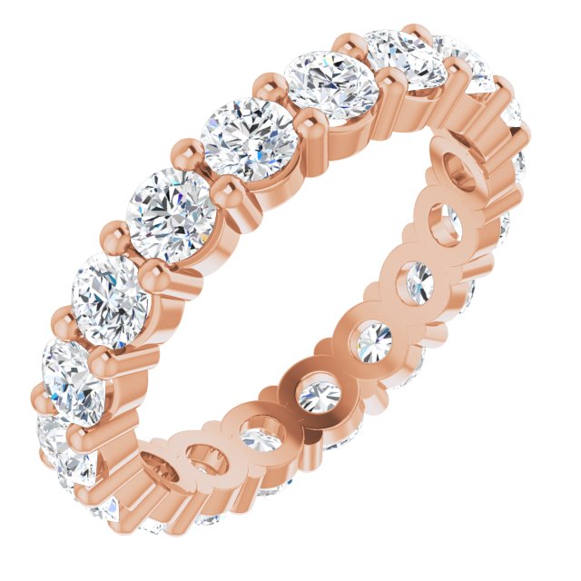 10K Gold Round Natural Diamond Shared-Prong Eternity Band – 3.5 mm Stones - Rose Gold