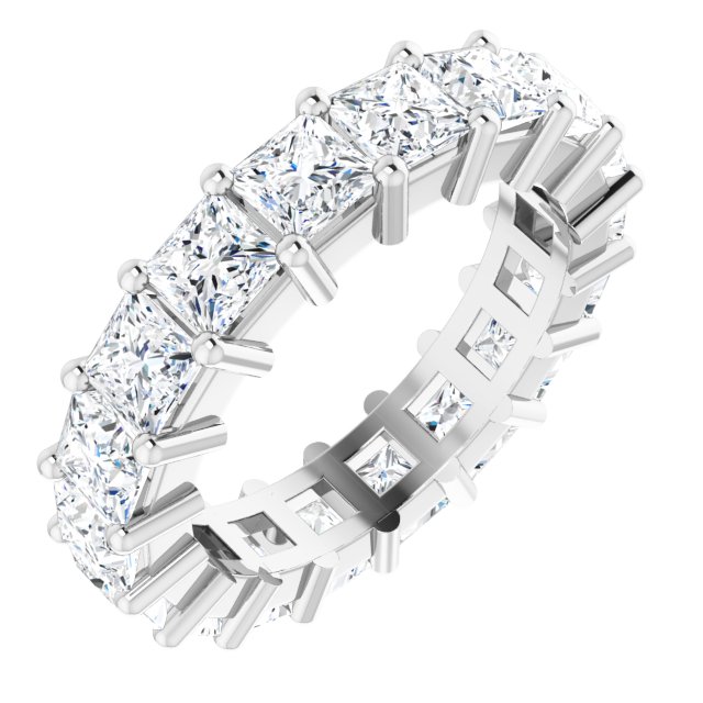 10K Gold Square Lab-Grown Diamond Shared-Prong Eternity Band – 3.75x3.75 mm Stones - White Gold