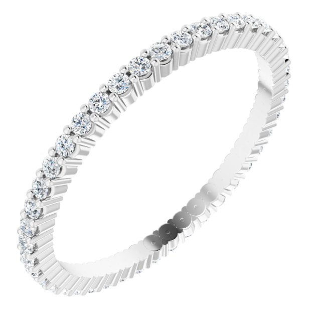 10K Gold Round Lab-Grown Diamond Shared-Prong Eternity Band – 1.3 mm Stones - White Gold