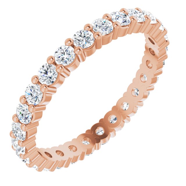 10K Gold Round Lab-Grown Diamond Shared-Prong Eternity Band – 2.25 mm Stones - Rose Gold