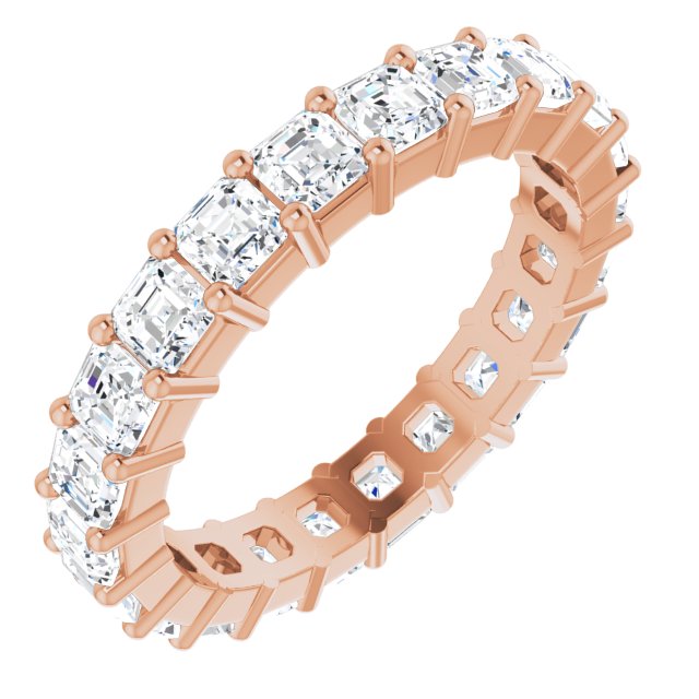 14K Gold Asscher Lab-Grown Diamond Shared-Prong Eternity Band – 3x3 mm Stones - Rose Gold
