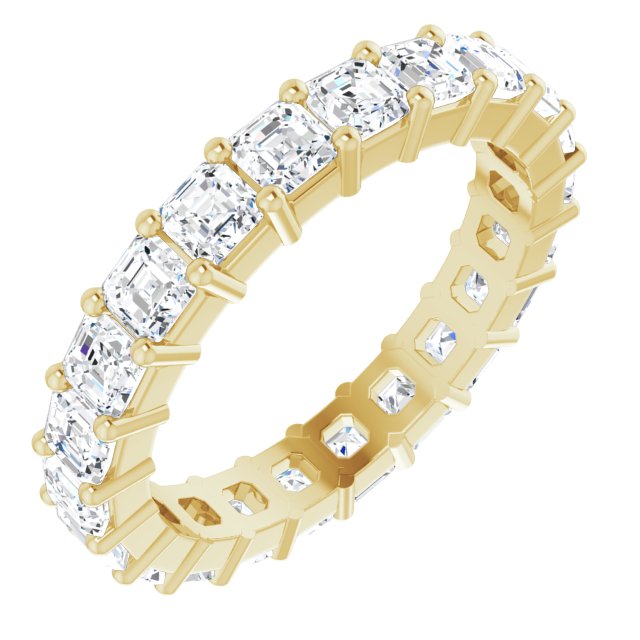 14K Gold Asscher Lab-Grown Diamond Shared-Prong Eternity Band – 3x3 mm Stones - Yellow Gold
