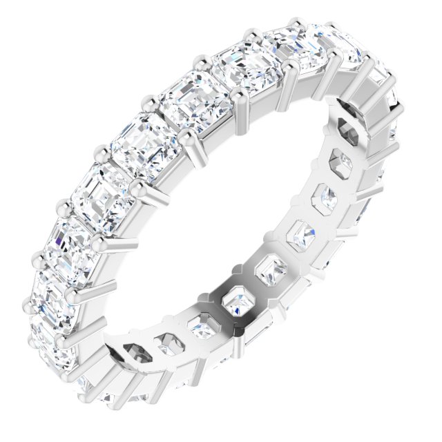 Platinum Asscher Lab-Grown Diamond Shared-Prong Eternity Band – 3x3 mm Stones
