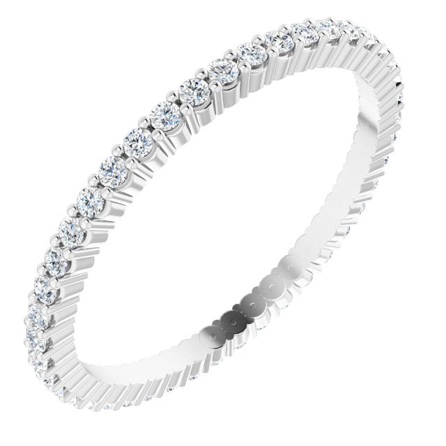 10K Gold Round Lab-Grown Diamond Shared-Prong Eternity Band – 1.3 mm Stones - White Gold