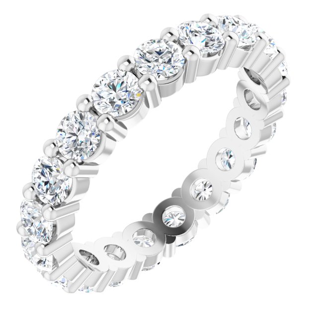 10K Gold Round Natural Diamond Shared-Prong Eternity Band – 3.2 mm Stones - White Gold