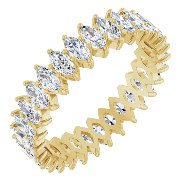 14K Gold Marquise Natural Diamond Shared-Prong Eternity Band – 4x2 mm Stones - Yellow Gold