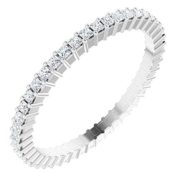 14K Gold Square Lab-Grown Diamond Shared-Prong Eternity Band – 1.25x1.25 mm Stones - White Gold