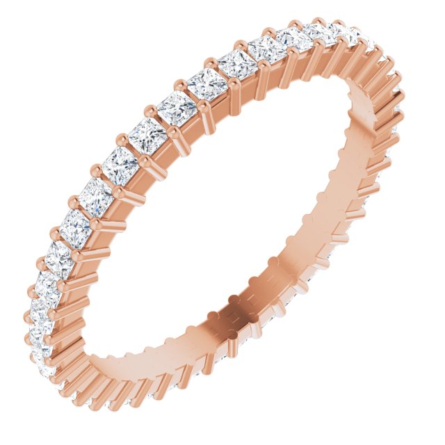 10K Gold Square Lab-Grown Diamond Shared-Prong Eternity Band – 1.5x1.5 mm Stones - Rose Gold