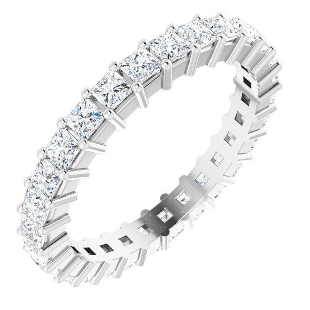 10K Gold Square Lab-Grown Diamond Shared-Prong Eternity Band – 2.25x2.25 mm Stones - White Gold