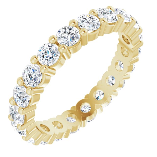 10K Gold Round Lab-Grown Diamond Shared-Prong Eternity Band – 3.2 mm Stones - Yellow Gold