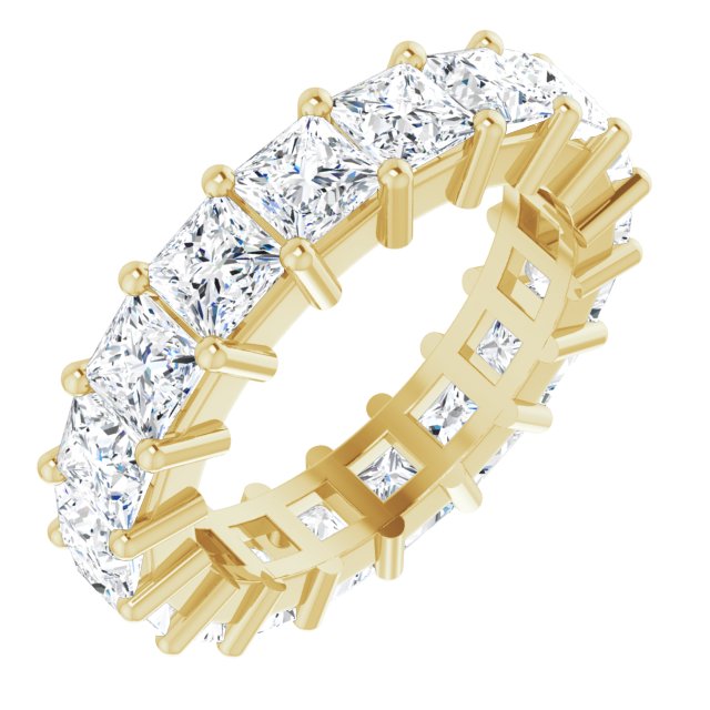10K Gold Square Lab-Grown Diamond Shared-Prong Eternity Band – 4x4 mm Stones - Yellow Gold