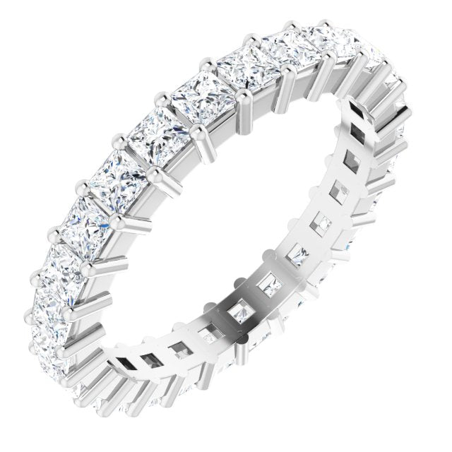 10K Gold Square Natural Diamond Shared-Prong Eternity Band – 2.5x2.5 mm Stones - White Gold