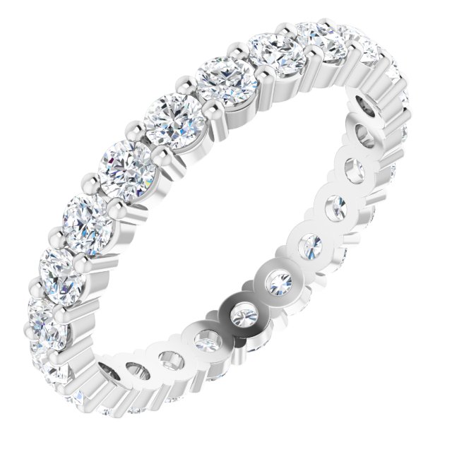 10K Gold Round Lab-Grown Diamond Shared-Prong Eternity Band – 2.75 mm Stones - White Gold