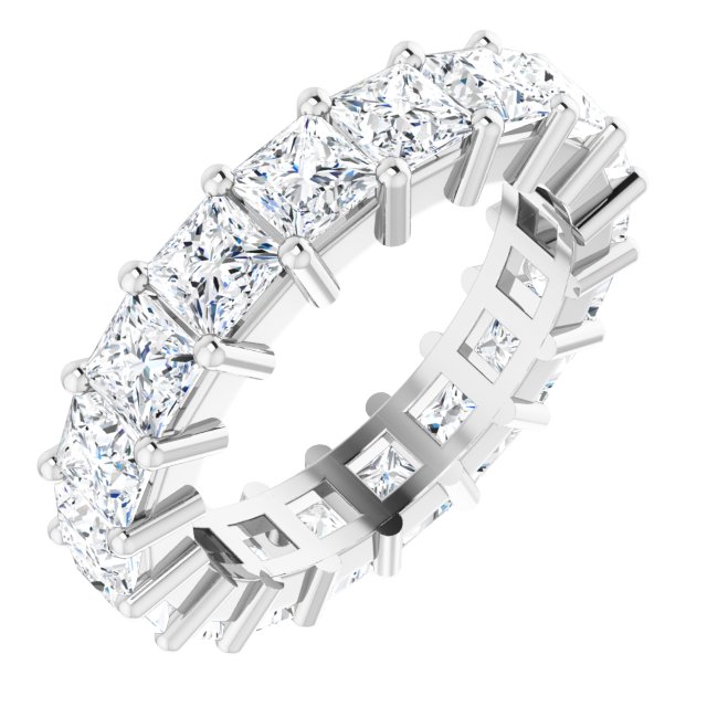 10K Gold Square Natural Diamond Shared-Prong Eternity Band – 4x4 mm Stones - White Gold