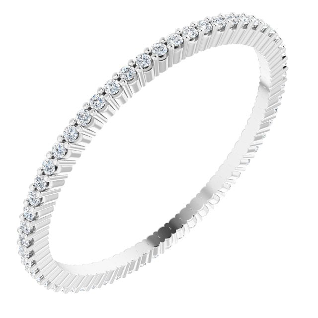 10K Gold Round Lab-Grown Diamond Shared-Prong Eternity Band – 1 mm Stones - White Gold