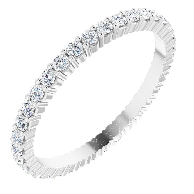 10K Gold Round Lab-Grown Diamond Shared-Prong Eternity Band – 1.7 mm Stones - White Gold