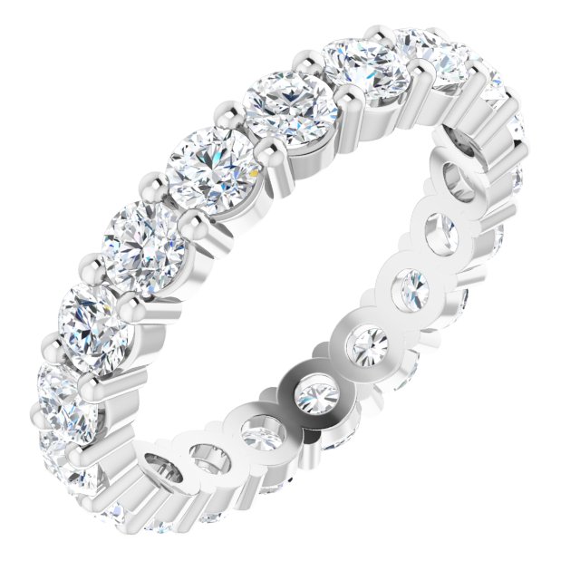 10K Gold Round Lab-Grown Diamond Shared-Prong Eternity Band – 3.5 mm Stones - White Gold