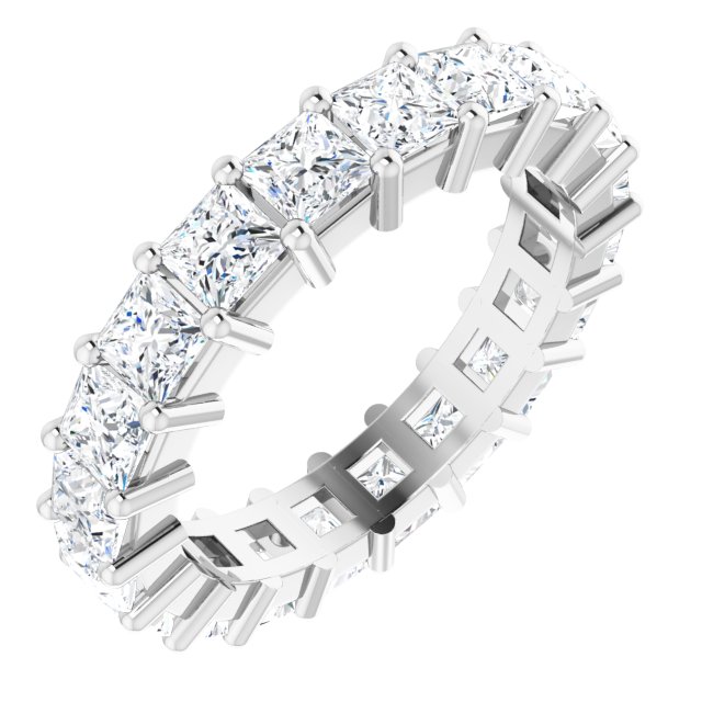10K Gold Square Natural Diamond Shared-Prong Eternity Band – 3.5x3.5 mm Stones - White Gold