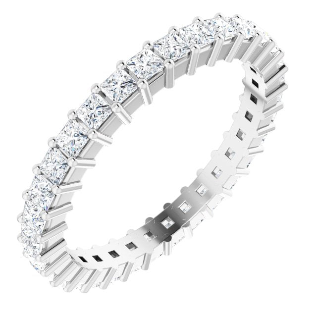10K Gold Square Lab-Grown Diamond Shared-Prong Eternity Band – 2x2 mm Stones - White Gold