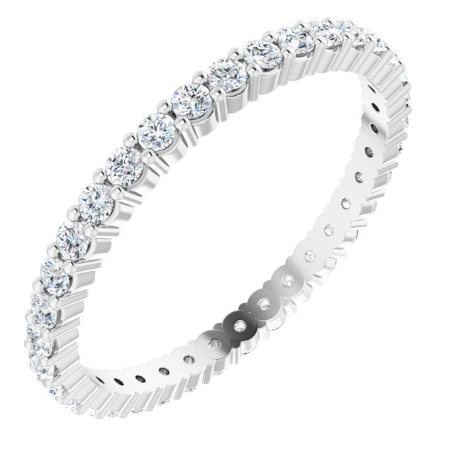 10K Gold Round Lab-Grown Diamond Shared-Prong Eternity Band – 1.75 mm Stones - White Gold