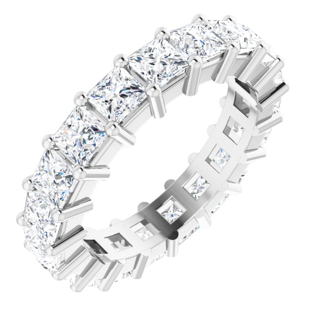 10K Gold Square Lab-Grown Diamond Shared-Prong Eternity Band – 3.5x3.5 mm Stones - White Gold