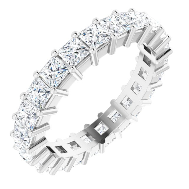 10K Gold Square Natural Diamond Shared-Prong Eternity Band – 3x3 mm Stones - White Gold