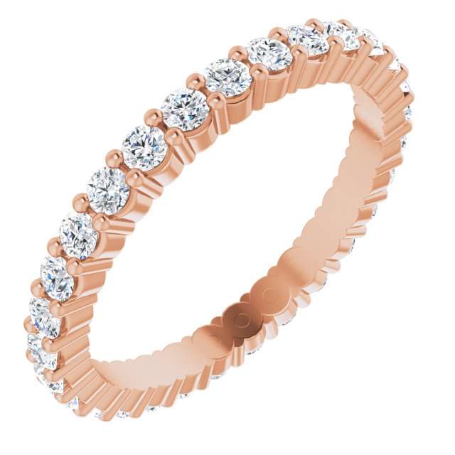10K Gold Round Lab-Grown Diamond Shared-Prong Eternity Band – 1.7 mm Stones - Rose Gold
