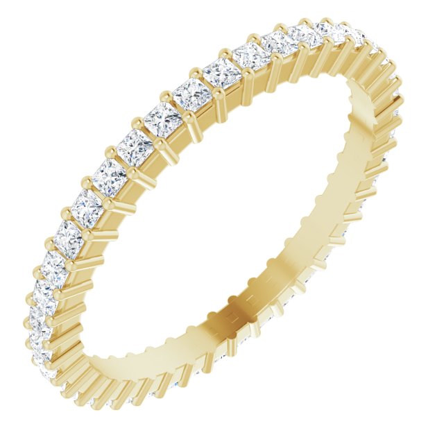 10K Gold Square Natural Diamond Shared-Prong Eternity Band – 1.5x1.5 mm Stones - Yellow Gold