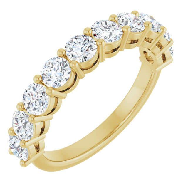 14K Gold Round Lab-Grown Diamond Shared-Prong Anniversary Band – 1–2 1/6 CTW - Yellow Gold