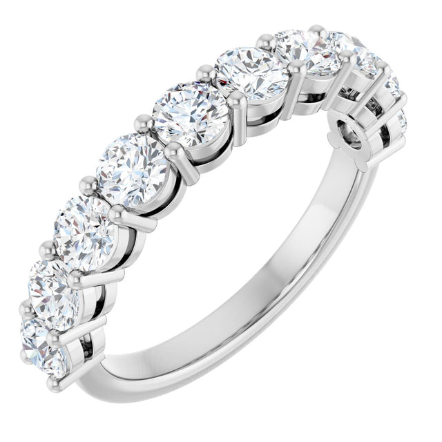 14K Gold Round Lab-Grown Diamond Shared-Prong Anniversary Band – 1–2 1/6 CTW - White Gold