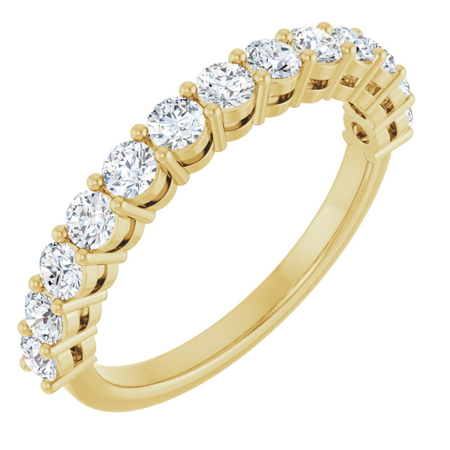 14K Gold Round Lab-Grown Diamond Shared-Prong Anniversary Band – 1/3–1/2 CTW - Yellow Gold