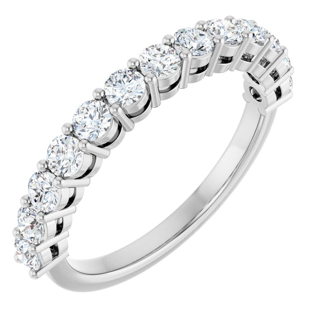 14K Gold Round Lab-Grown Diamond Shared-Prong Anniversary Band – 1/3–1/2 CTW - White Gold