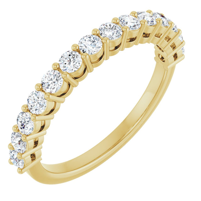 14K Gold Round Natural Diamond Shared-Prong Anniversary Band – 1/3–3/4 CTW - Yellow Gold