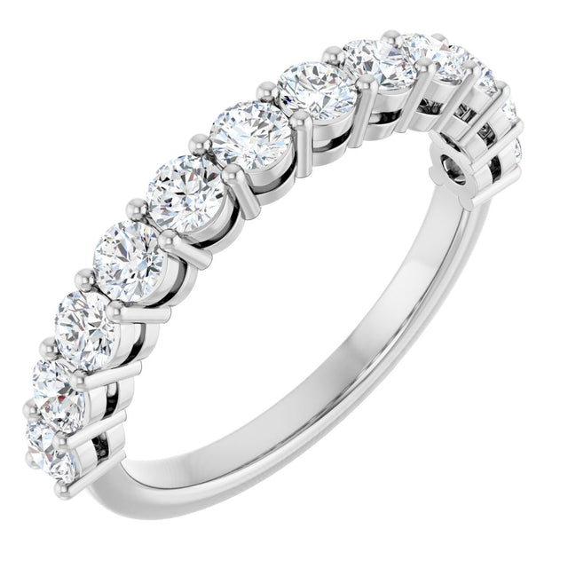 14K Gold Round Lab-Grown Diamond Shared-Prong Anniversary Band – 1–2 1/6 CTW - White Gold