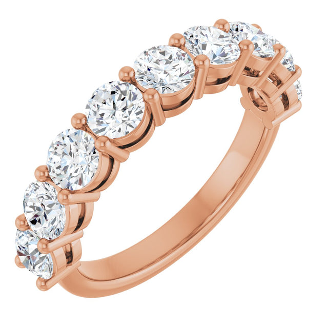 14K Gold Round Lab-Grown Diamond Shared-Prong Anniversary Band – 1–2 1/6 CTW - Rose Gold