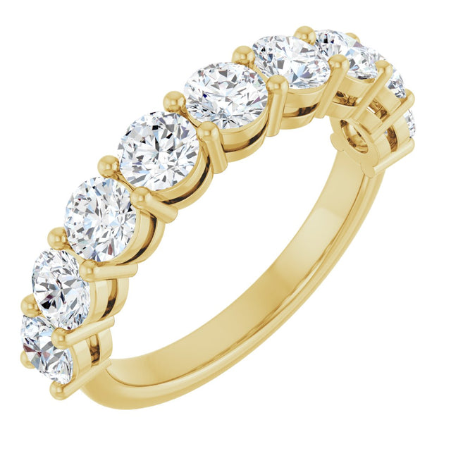14K Gold Round Lab-Grown Diamond Shared-Prong Anniversary Band – 1–2 1/6 CTW - Yellow Gold